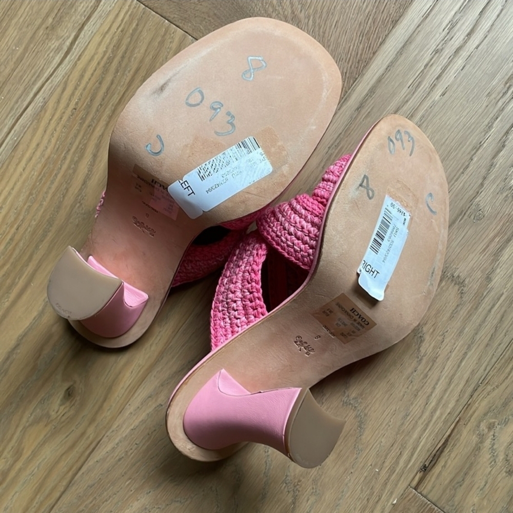 Coach Pink Sandals with Knitted Texture and Sculptural Heel - Picture 7 of 10